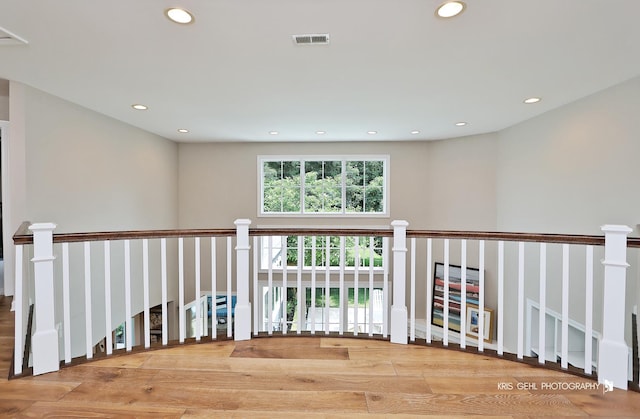 905 Burnham Ct, Aurora, IL 60502 - corridor featuring recessed lighting, wood finished floors, and an upstairs landing