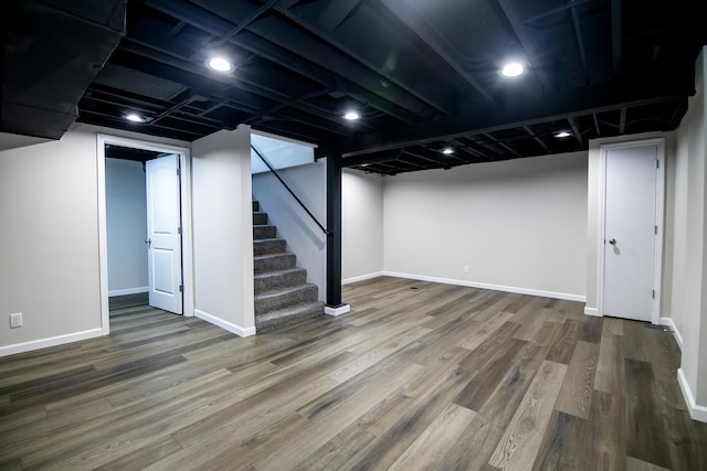 214 S Hickory St, Manteno, IL 60950 - finished basement featuring stairway and wood finished floors