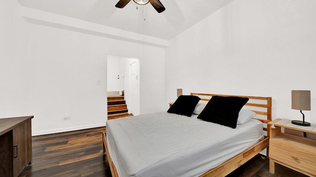 5150 S King Dr Unit A1, Chicago, IL 60615 - bedroom featuring dark wood-style floors, a ceiling fan, and vaulted ceiling