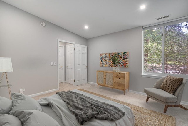 6021 Forest View Rd Unit 2C, Lisle, IL 60532 - bedroom featuring light colored carpet, multiple windows, recessed lighting, and lofted ceiling