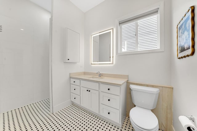 228 Juneway Ter, Lake Bluff, IL 60044 - bathroom with vanity, tiled shower, and tile patterned floors