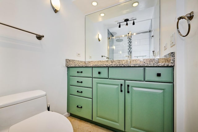 7033 N Kedzie Ave Unit 1706, Chicago, IL 60645 - full bath with a stall shower, vanity, recessed lighting, and tile patterned flooring