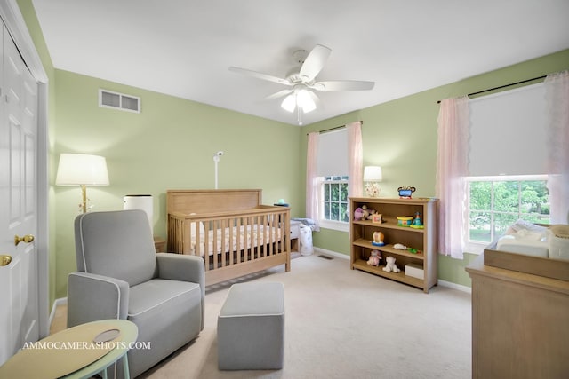 4 Dryden Ct, Algonquin, IL 60102 - bedroom featuring carpet flooring, a crib, ceiling fan, and a closet