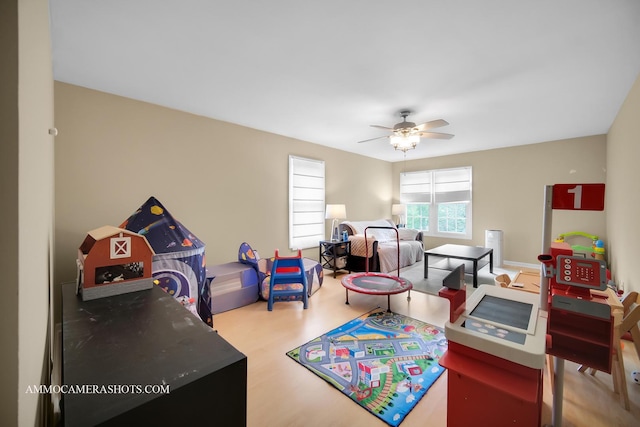 4 Dryden Ct, Algonquin, IL 60102 - rec room featuring ceiling fan and wood finished floors