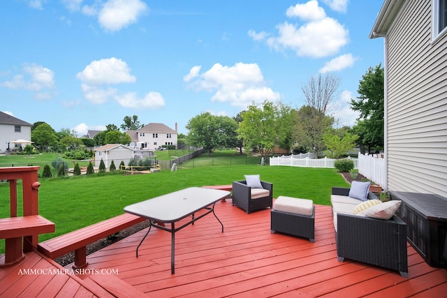 4 Dryden Ct, Algonquin, IL 60102 - wooden deck with an outdoor living space and a fenced backyard