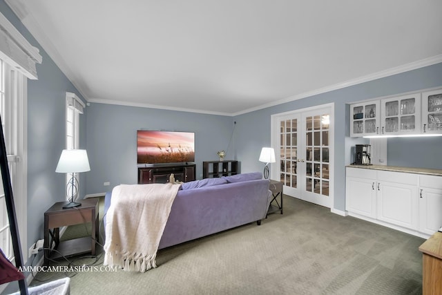 4 Dryden Ct, Algonquin, IL 60102 - carpeted living room featuring french doors and crown molding