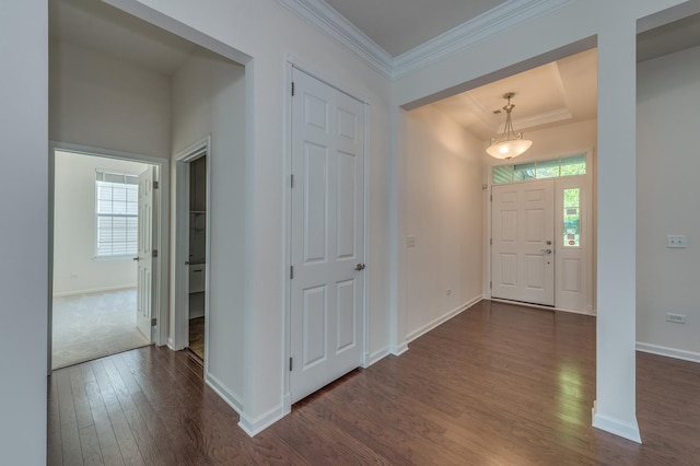3866 Kingsmill Dr, Elgin, IL 60124 - foyer featuring dark wood-type flooring and ornamental molding