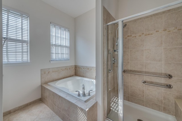 3866 Kingsmill Dr, Elgin, IL 60124 - full bath with a garden tub, a stall shower, and tile patterned flooring