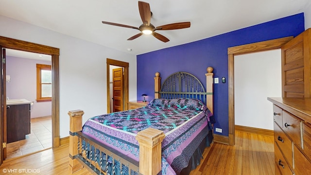 1150 S Oak Park Ave, Oak Park, IL 60304 - bedroom with light wood-type flooring and ceiling fan