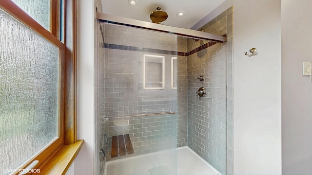 1150 S Oak Park Ave, Oak Park, IL 60304 - bathroom featuring a stall shower and recessed lighting
