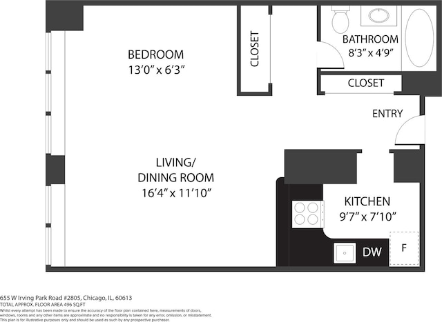 655 W Irving Park Rd Unit 2805, Chicago, IL 60613 - view of floor plan / room layout