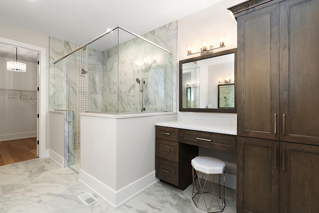11155 Lizmore Ln Unit 35B, Orland Park, IL 60467 - full bathroom featuring marble finish flooring, a marble finish shower, vanity, and a walk in closet