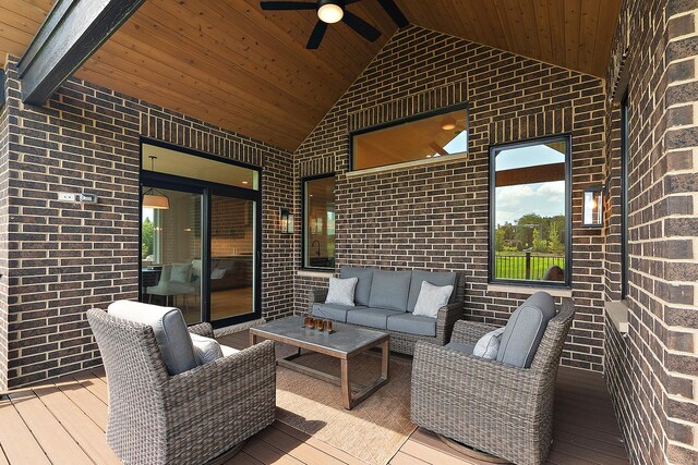 11155 Lizmore Ln Unit 35B, Orland Park, IL 60467 - deck with outdoor lounge area and a ceiling fan