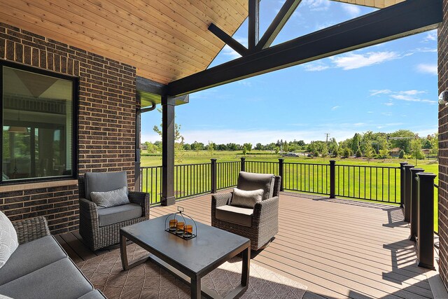 11155 Lizmore Ln Unit 35B, Orland Park, IL 60467 - wooden deck featuring outdoor lounge area and a lawn