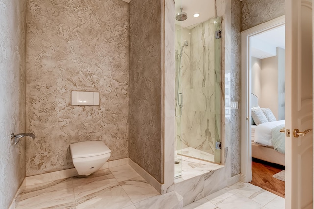270 E Pearson St Unit 1402, Chicago, IL 60611 - full bath featuring marble tiled floors, a marble finish shower, and ensuite bath