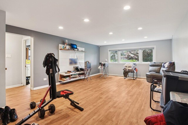 949 E 170th St, South Holland, IL 60473 - workout room with light wood-type flooring and recessed lighting