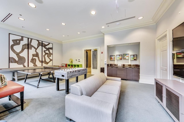 2550 N Lakeview Ave Unit N204, Chicago, IL 60614 - recreation room featuring crown molding, light carpet, and recessed lighting