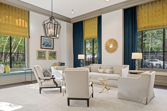 2550 N Lakeview Ave Unit N204, Chicago, IL 60614 - living area featuring a chandelier, healthy amount of natural light, recessed lighting, and ornamental molding