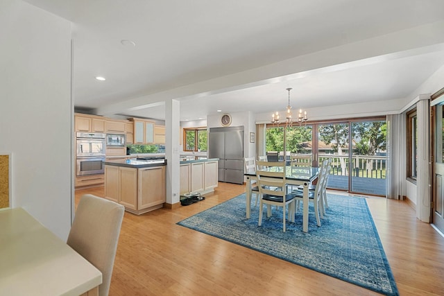 200 N Forest Ct, Addison, IL 60101 - dining area featuring a chandelier, light wood-style floors, and recessed lighting