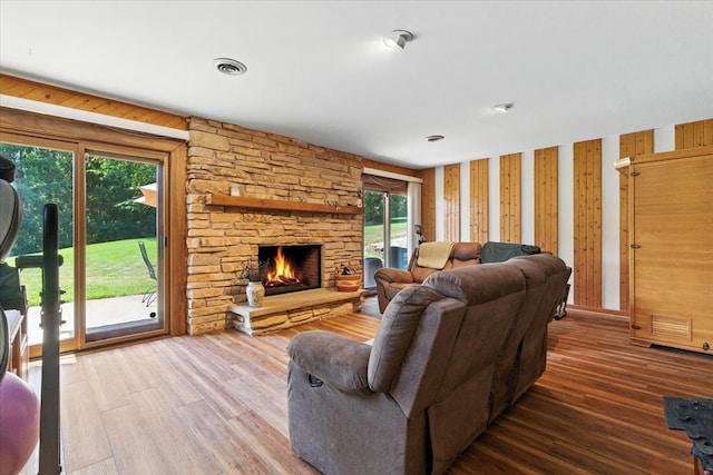 3125 Chellington Dr, Johnsburg, IL 60051 - living room with wood finished floors and a stone fireplace