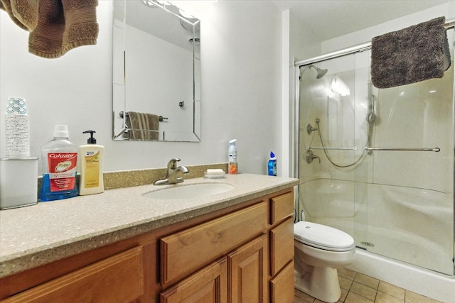 3125 Chellington Dr, Johnsburg, IL 60051 - full bath with a stall shower, vanity, and tile patterned flooring