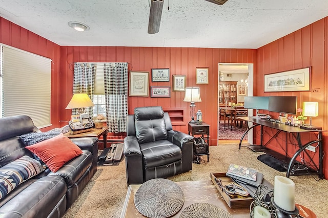 218 N Merrill St, Park Ridge, IL 60068 - living area with a ceiling fan, carpet floors, and a textured ceiling