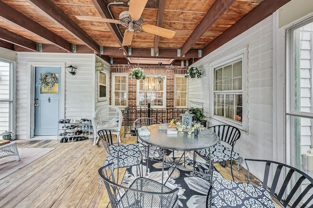 218 N Merrill St, Park Ridge, IL 60068 - wooden deck with a ceiling fan and outdoor dining area