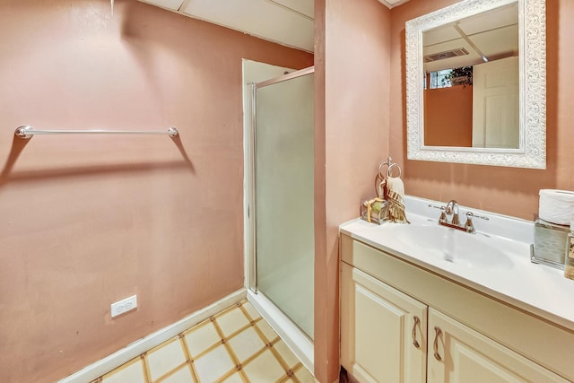 218 N Merrill St, Park Ridge, IL 60068 - bathroom with tile patterned floors, a shower stall, and vanity