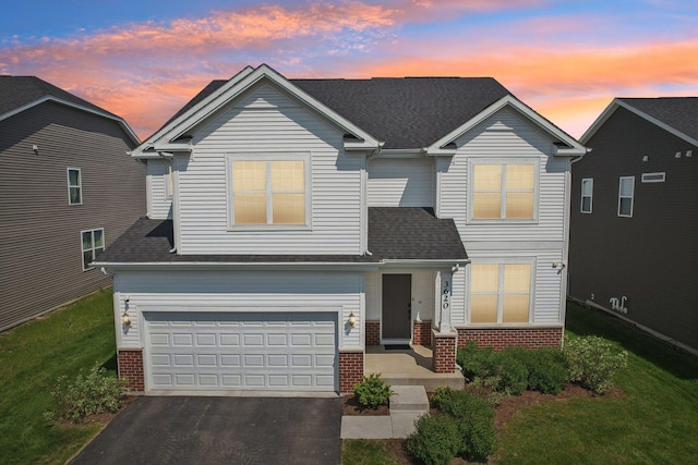 3620 Ambrosia Dr, Naperville, IL 60564 - traditional home featuring brick siding, driveway, an attached garage, and a yard