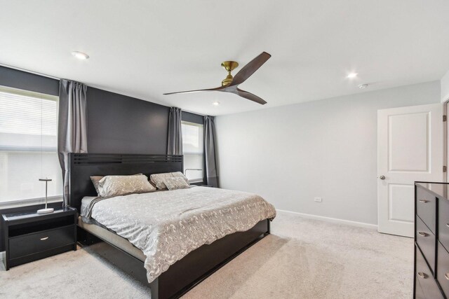 3620 Ambrosia Dr, Naperville, IL 60564 - bedroom featuring light colored carpet, a ceiling fan, and recessed lighting
