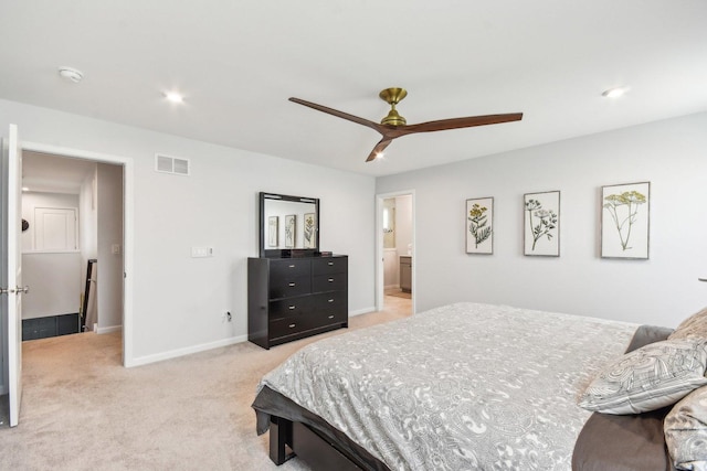 3620 Ambrosia Dr, Naperville, IL 60564 - bedroom with light colored carpet, ceiling fan, and recessed lighting