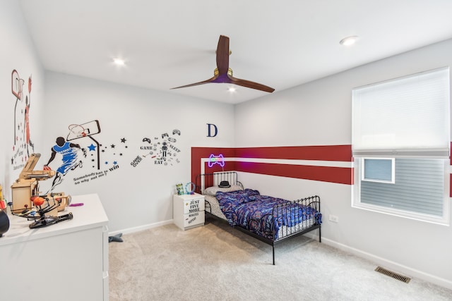 3620 Ambrosia Dr, Naperville, IL 60564 - bedroom featuring light carpet, a ceiling fan, and recessed lighting