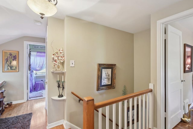 1427 S 5th St, Saint Charles, IL 60174 - hall with an upstairs landing, wood finished floors, and lofted ceiling