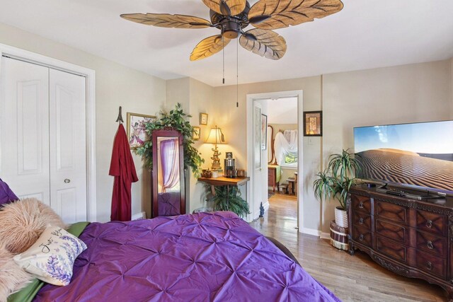 1427 S 5th St, Saint Charles, IL 60174 - bedroom with wood finished floors, a closet, and ceiling fan