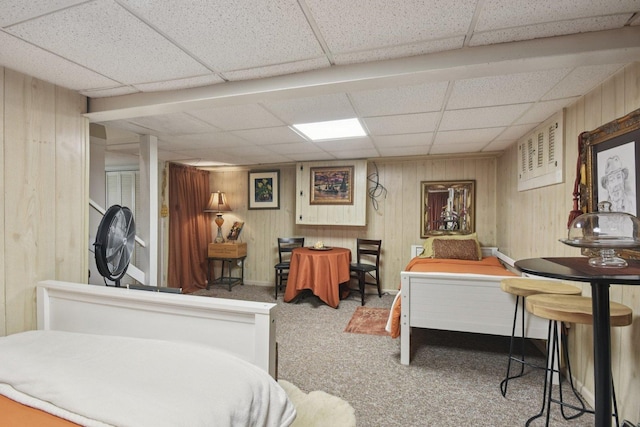 1427 S 5th St, Saint Charles, IL 60174 - bedroom with a drop ceiling, carpet, and wood walls
