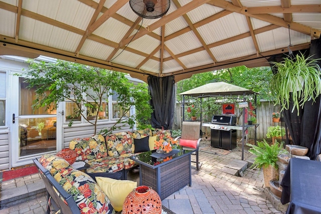 1427 S 5th St, Saint Charles, IL 60174 - wooden terrace featuring a gazebo, area for grilling, a patio area, and an outdoor living space