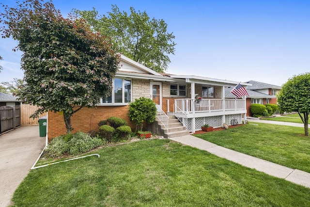 7707 S Oketo Ave, Bridgeview, IL 60455 - single story home with a porch, brick siding, and stone siding