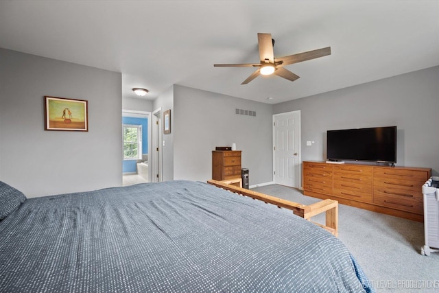 529 Hammer Ln, North Aurora, IL 60542 - bedroom with light carpet and ceiling fan