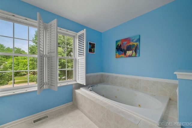 529 Hammer Ln, North Aurora, IL 60542 - full bath with a jetted tub and tile patterned flooring