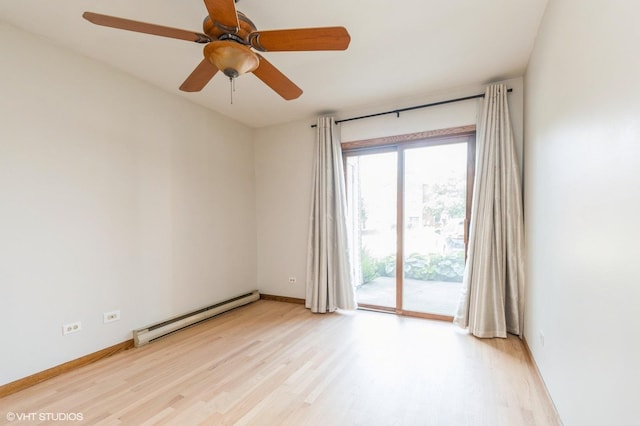4301 W Shamrock Ln Unit 1C, Mchenry, IL 60050 - unfurnished room featuring a baseboard heating unit, light wood finished floors, and ceiling fan