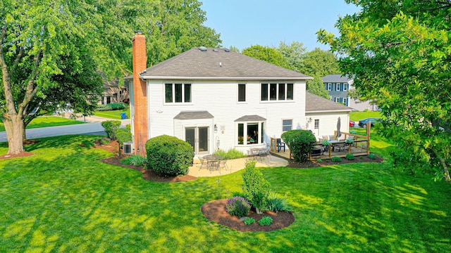 6316 Knollwood Ct, Lisle, IL 60532 - rear view of property featuring a chimney, a yard, a patio area, and a shingled roof