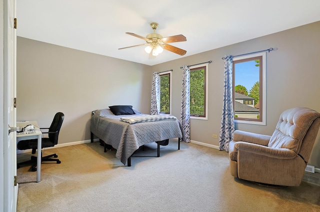 6316 Knollwood Ct, Lisle, IL 60532 - bedroom with light colored carpet, a desk, and a ceiling fan