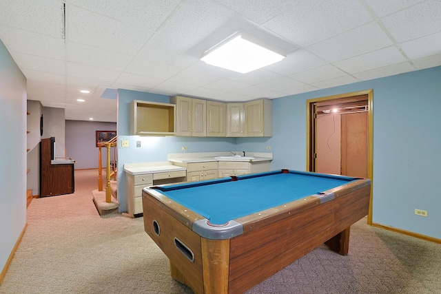 6316 Knollwood Ct, Lisle, IL 60532 - game room with light carpet, a drop ceiling, and billiards