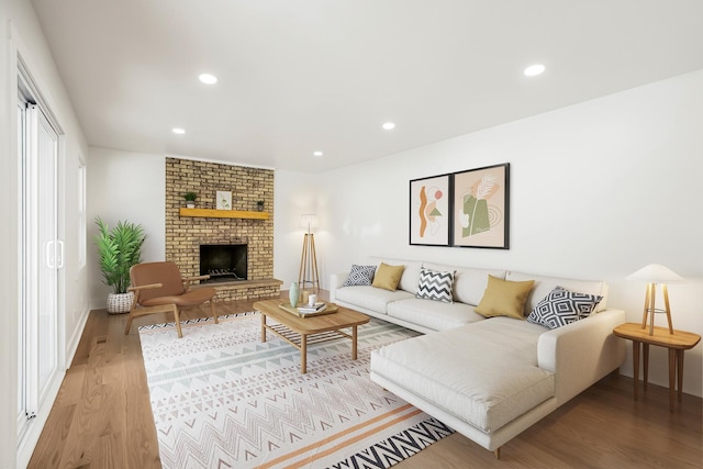 716 Somerset Ln, Darien, IL 60561 - living room featuring light wood-style flooring, recessed lighting, and a fireplace