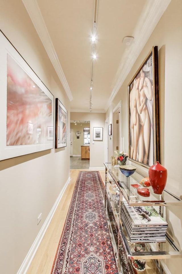 917 W Gunnison St Unit 1W, Chicago, IL 60640 - hall featuring ornamental molding and light wood finished floors