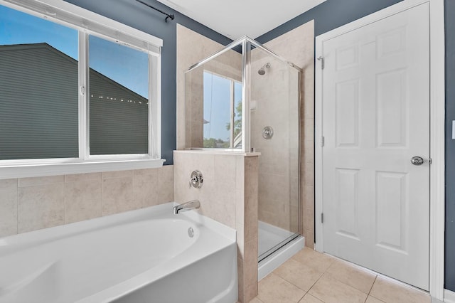 39371 Crofton Ln, Beach Park, IL 60083 - bathroom featuring a shower stall, a garden tub, and tile patterned flooring