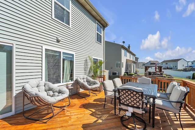39371 Crofton Ln, Beach Park, IL 60083 - wooden terrace featuring a residential view and outdoor dining space