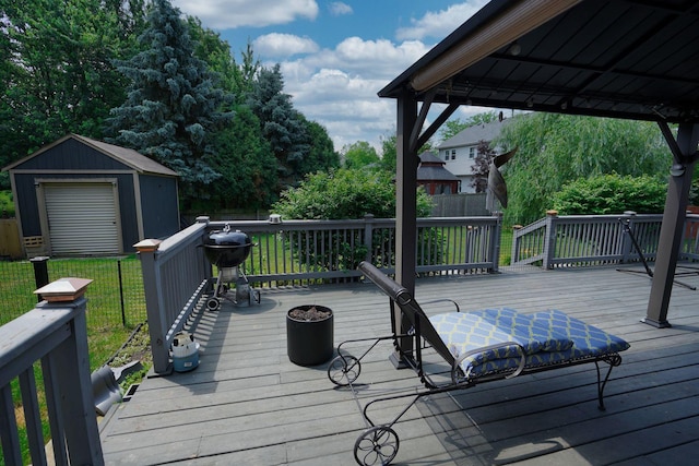 281 Fox Chase Dr N, Oswego, IL 60543 - wooden terrace with a shed, grilling area, and a lawn