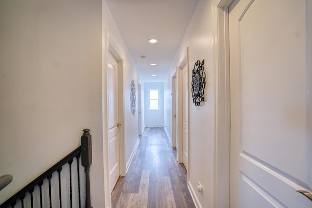 281 Fox Chase Dr N, Oswego, IL 60543 - hallway featuring wood finished floors, recessed lighting, and an upstairs landing