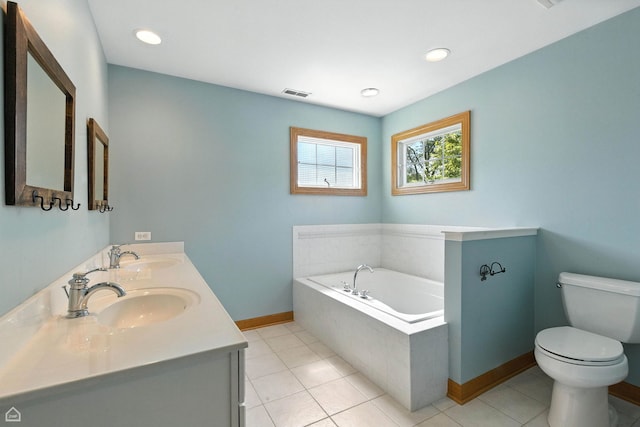 4829 Linscott Ave, Downers Grove, IL 60515 - full bathroom featuring double vanity, a bath, and tile patterned floors